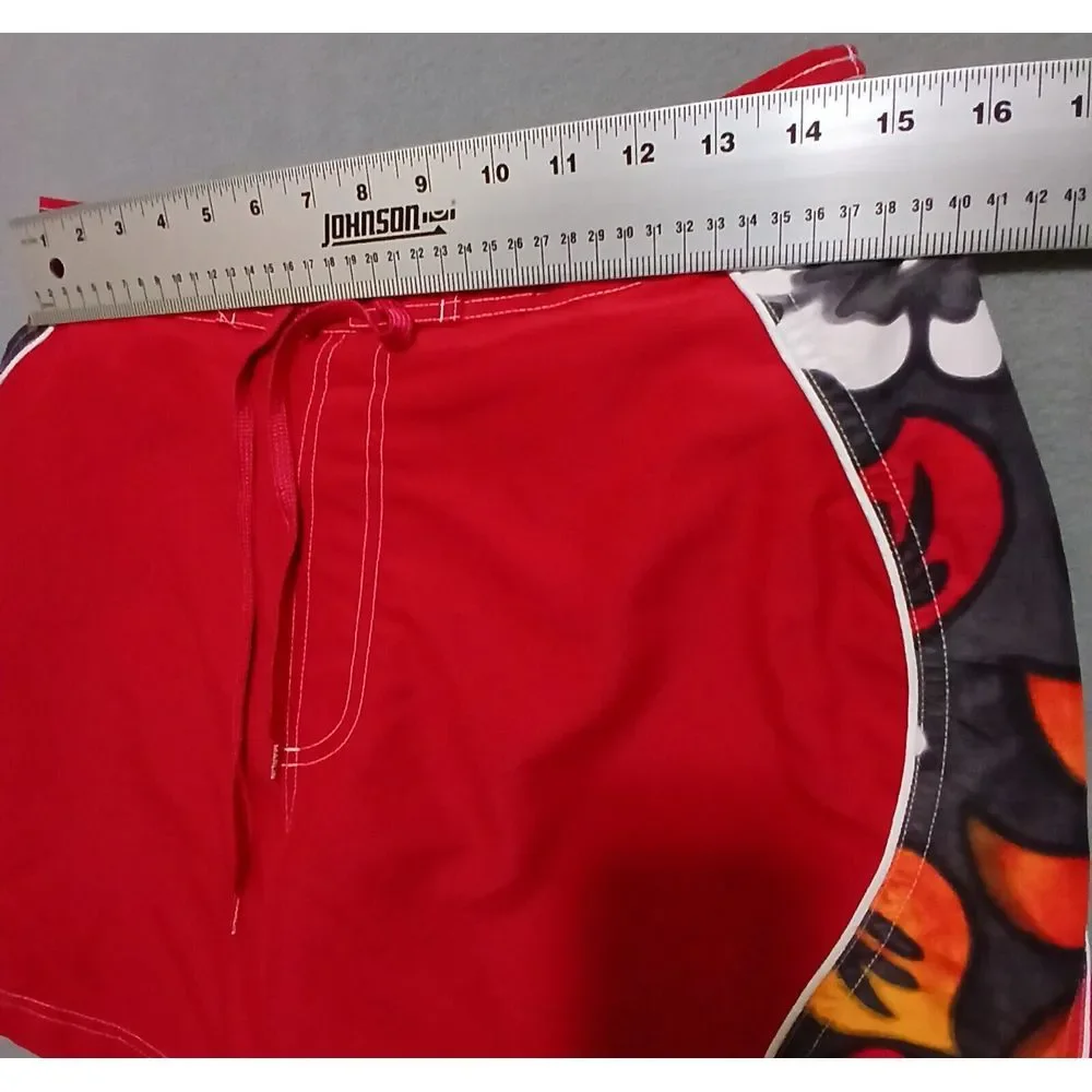 Marlin Trading Company Swim Shorts Men's‎ Red M Floral Pocket Drawstring Lined